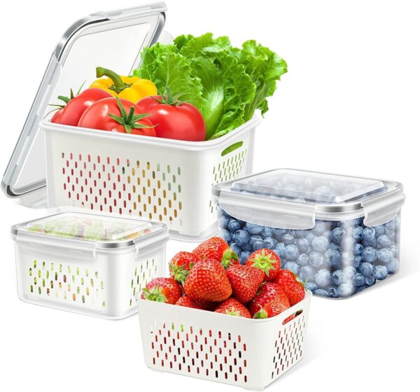 Airtight Fruit Storage Containers for Fridge Keep Fresh and Crisp
