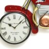 Red racing bike shaped iron wall clock for kids room