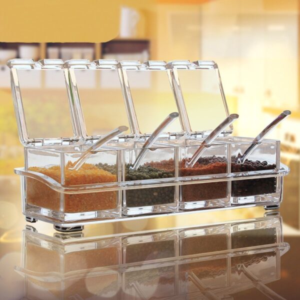 Premium acrylic spice jars for storing Indian masalas neatly