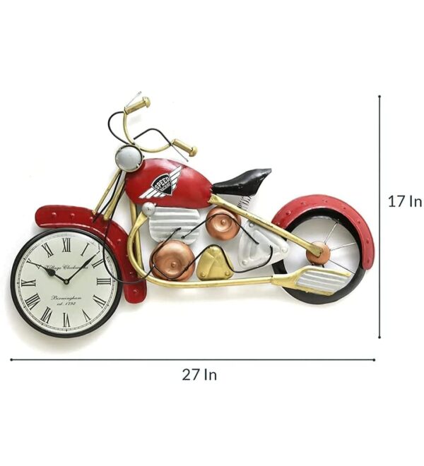 Premium iron metal red speed bike decorative wall clock