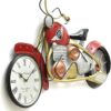 Stylish iron metal red motorcycle clock for bedroom