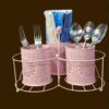 Modern design black metal cutlery rack with tissue napkin slot