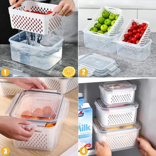 BPA-Free Plastic Fruit Storage Containers for Fridge with Lids