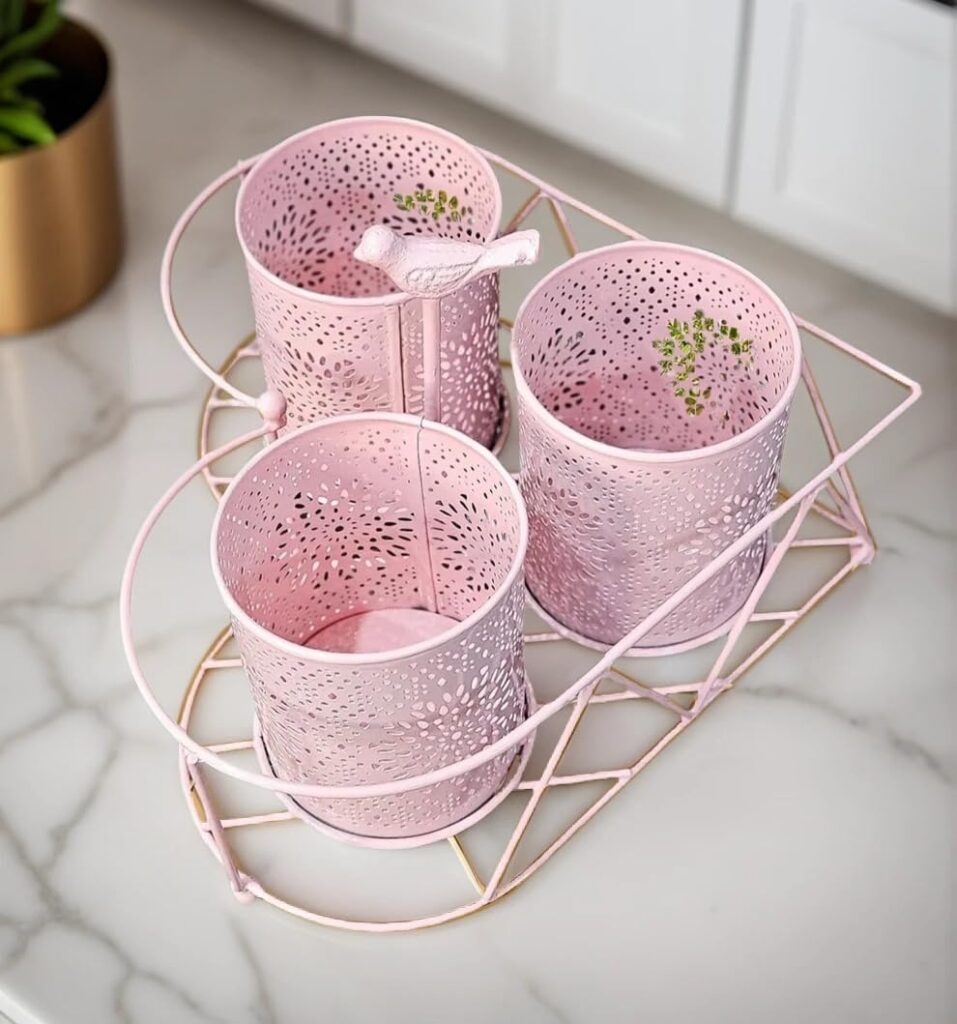 Stylish spoon and tissue holder made of durable metal for home kitchen