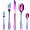 Premium mirror polished stainless steel spoon and fork set on white background