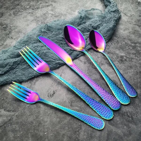 Classic stainless steel flatware set with polished mirror finish for table setting