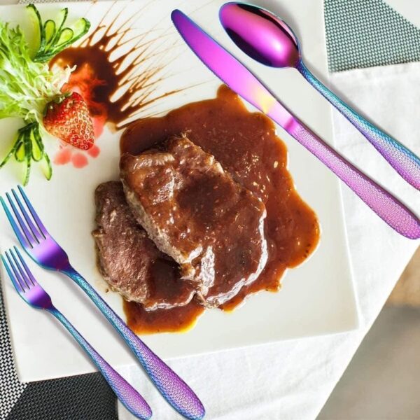 Luxury polished stainless steel flatware set with elegant reflective shine