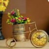 Metal handmade cycle shape pen stand with decorative clock for office desk
