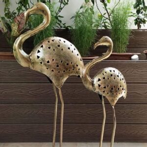 Handcrafted brass crane bird figurine for living room table
