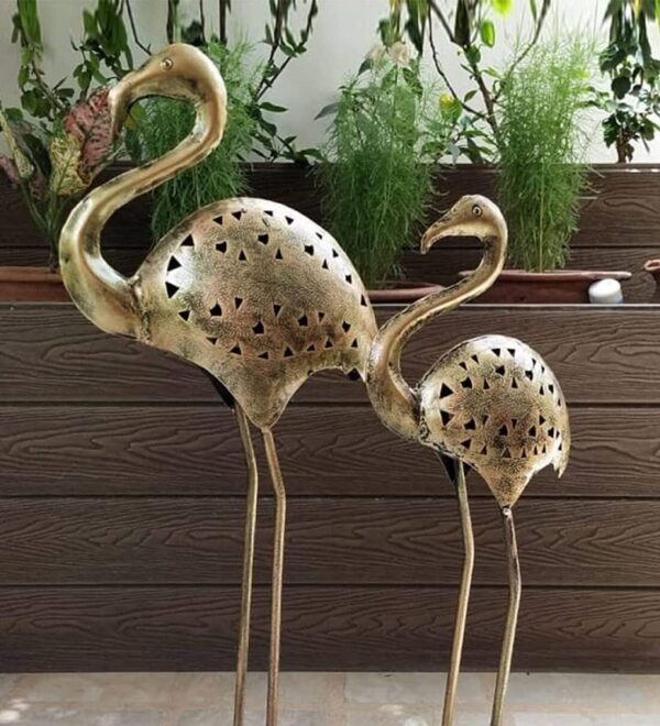 Handcrafted brass crane bird figurine for living room table