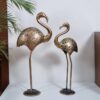 Antique brass crane showpiece for elegant home decor