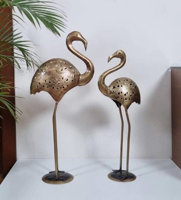 Antique brass crane showpiece for elegant home decor