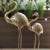 Collectible antique brass crane showpiece for interior styling