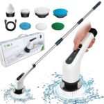 Cordless electric spin scrubber for bathroom tiles and grout