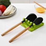 Silicone spoon rest mat for kitchen countertop