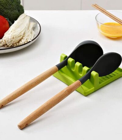 Silicone spoon rest mat for kitchen countertop