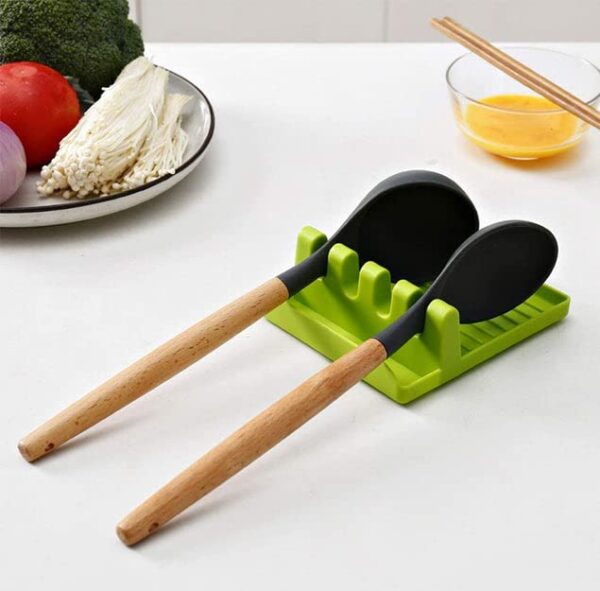 Silicone spoon rest mat for kitchen countertop