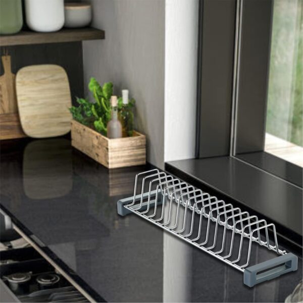 Steel saucer drying rack with anti-slip rubber feet