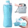 Collapsible folding silicone water bottle for travel and gym