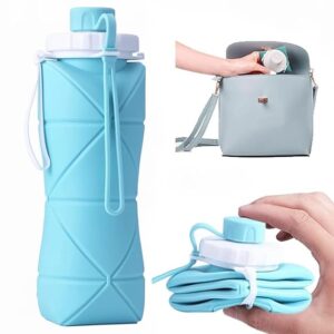 Collapsible folding silicone water bottle for travel and gym
