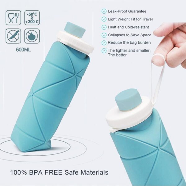 Eco-friendly collapsible silicone bottle for hiking and camping