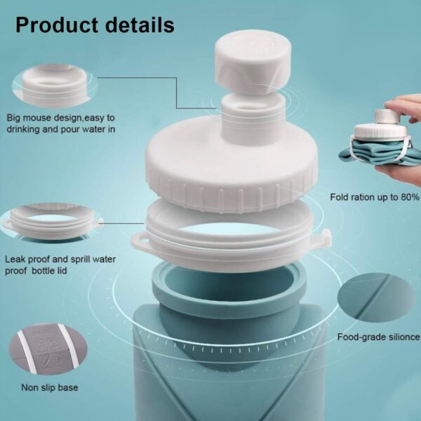 Collapsible silicone hydration bottle for running and yoga