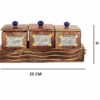 Premium wooden kitchen storage jars set with tray for spices and snacks
