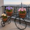 Iron tricycle plant stand for indoor and outdoor flower pots