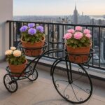 Iron tricycle plant stand for indoor and outdoor flower pots