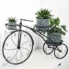 Tricycle-shaped iron flower pot holder for living room décor