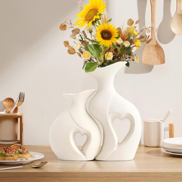 Handcrafted ceramic vase with beautiful heart-shaped design