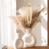 Ceramic Pampas Flower Vase with Smooth Matte White Texture