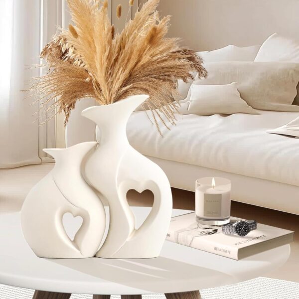 Glossy ceramic heart vase with romantic and modern appeal