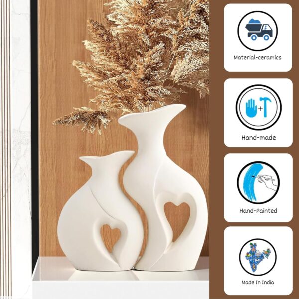 White ceramic heart vase for elegant and timeless decoration