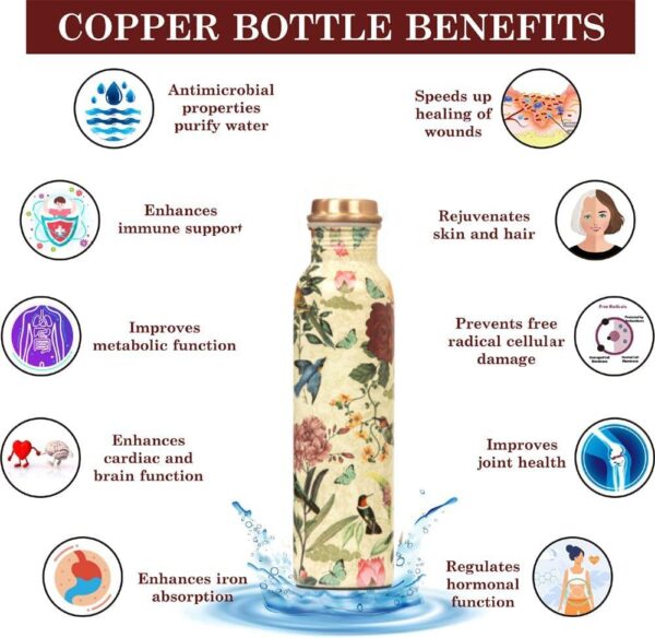 Handcrafted copper bottle for drinking water, 700 ML capacity