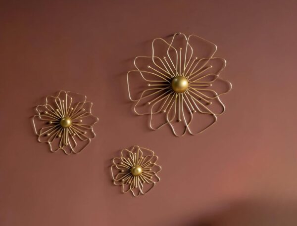 Handcrafted metal wall décor with gold finish for statement walls