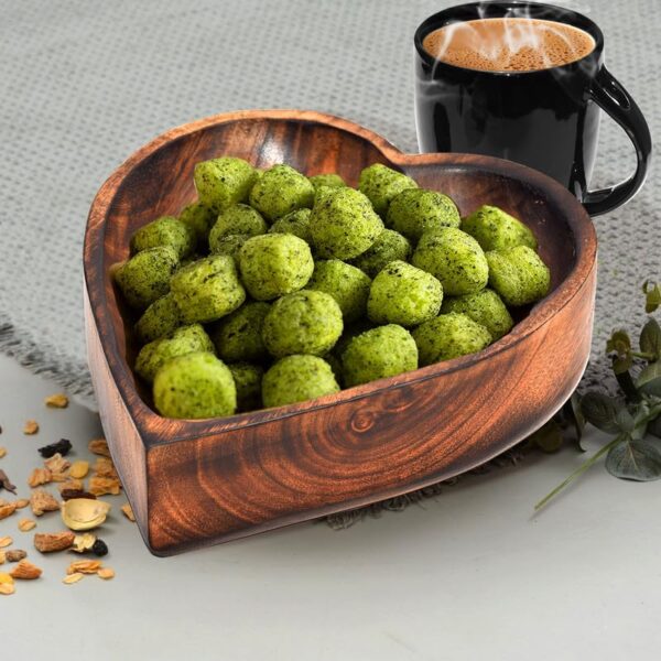 Eco-friendly handcrafted wooden heart bowl for kitchen décor