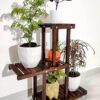 Multi-tier wooden plant stand for flower pots