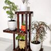 Wooden plant stand for tabletop or floor placement
