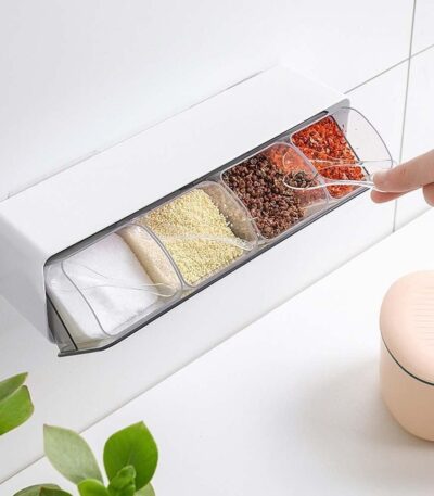 Space-saving wall spice rack for organizing masalas, herbs, and seasonings