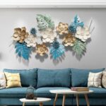 Multicolour metal flower wall art for living room décor