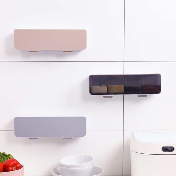 Modular wall-mounted spice organizer with lids for easy access