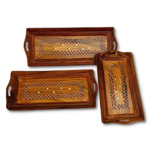 Handcrafted wooden tray set with smooth finish for modern home décor