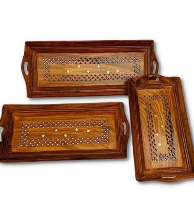 Handcrafted wooden tray set with smooth finish for modern home décor