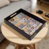 Handmade mosaic design tray for serving drinks and snacks