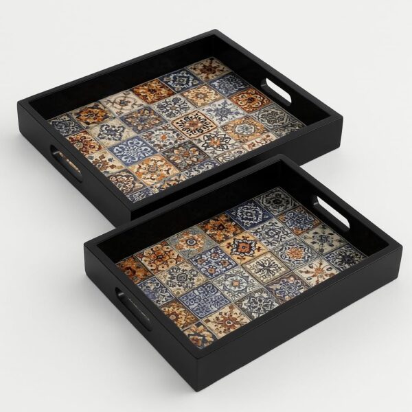 Mosaic wooden tray perfect for kitchen and coffee table use