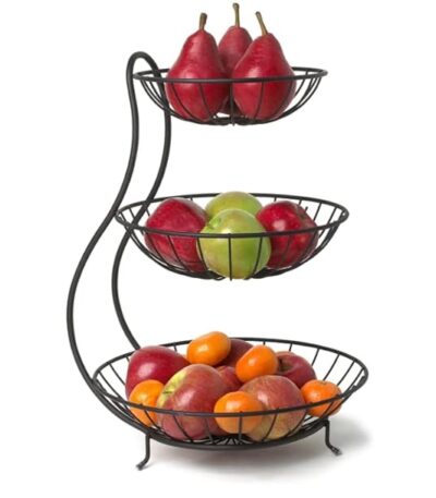 Elegant 3-tier fruit holder with space-saving vertical design