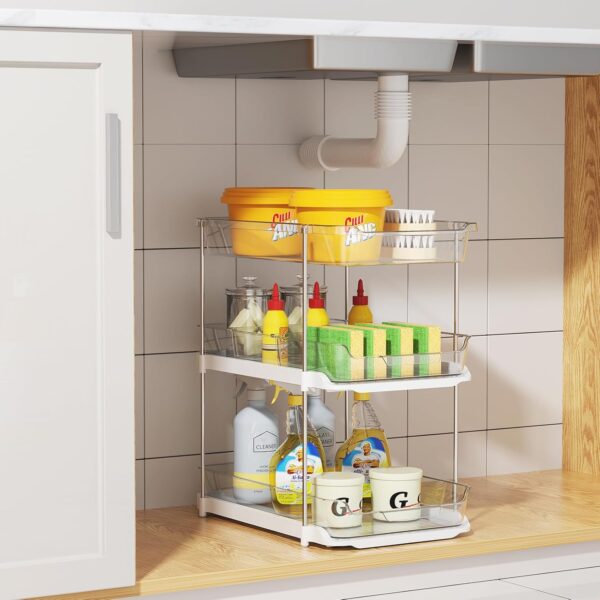 Rust-resistant 3-tier organizer for kitchen and bathroom
