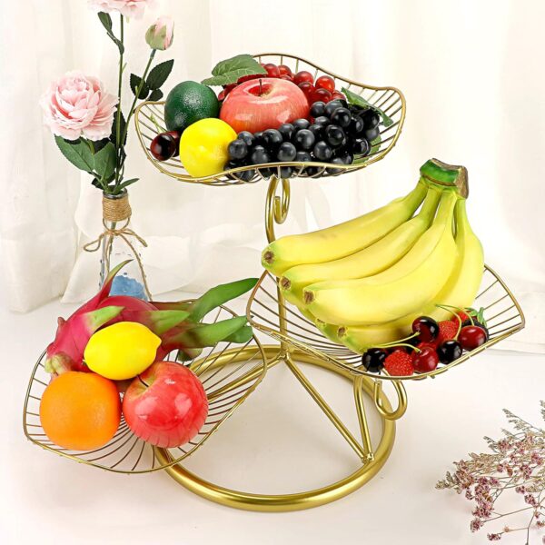 Compact metal fruit bowl stand for small kitchen spaces