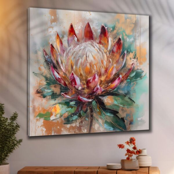 Modern flower canvas wall art featuring large abstract floral painting for living room decor
